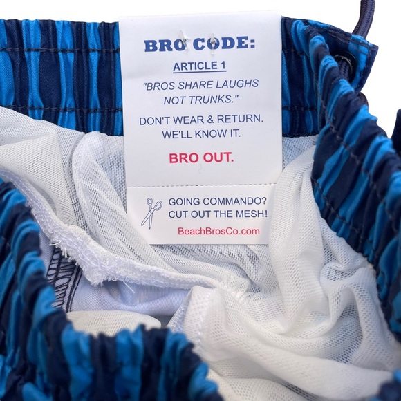 NWT Beach Bros. Boys Cabana Blue Cabana Stripe Swim Trunks Sz 3T - Picture 5 of 6